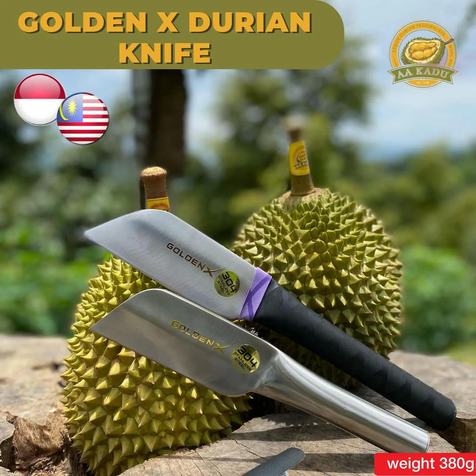 Golden X Durian Knife - Pisau Premium Belah Durian Tajam (Sudah Plus Sarung Pisau)