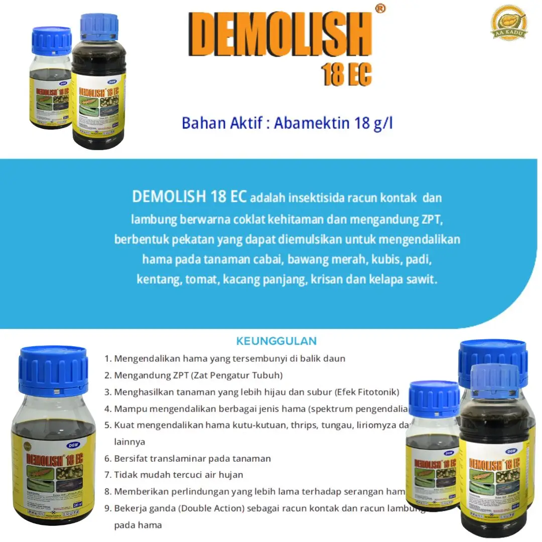 Insektisida DEMOLISH 18 EC Besar - 200 ML PEMBASMI HAMA ABAMEKTIN
