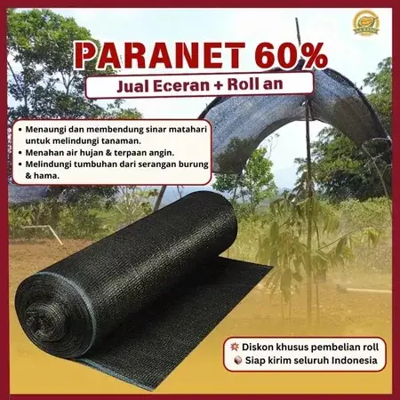 Paranet 60% Hitam – Jaring Peneduh Tanaman Anti UV | Jual Ecer & Roll