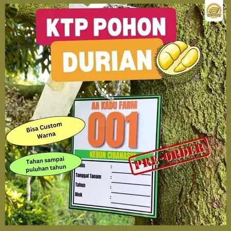 Nomor Pohon / KTP Pohon Durian – Plat Besi Premium Tahan Lama | (PRE-ORDER)