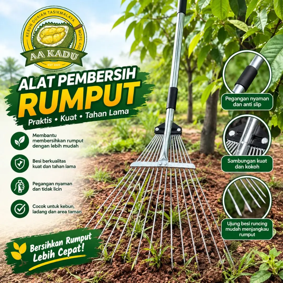 Alat Pembersih Rumput Taman Kebun - Penggaruk Sampah Logam
